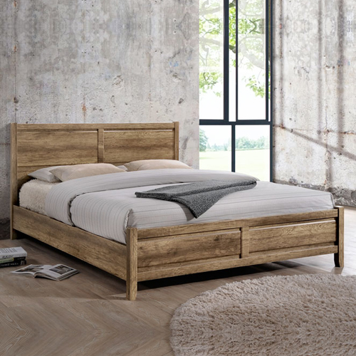Alice Natural Wood MDF Bed with Strong Legs Bentwood Slats